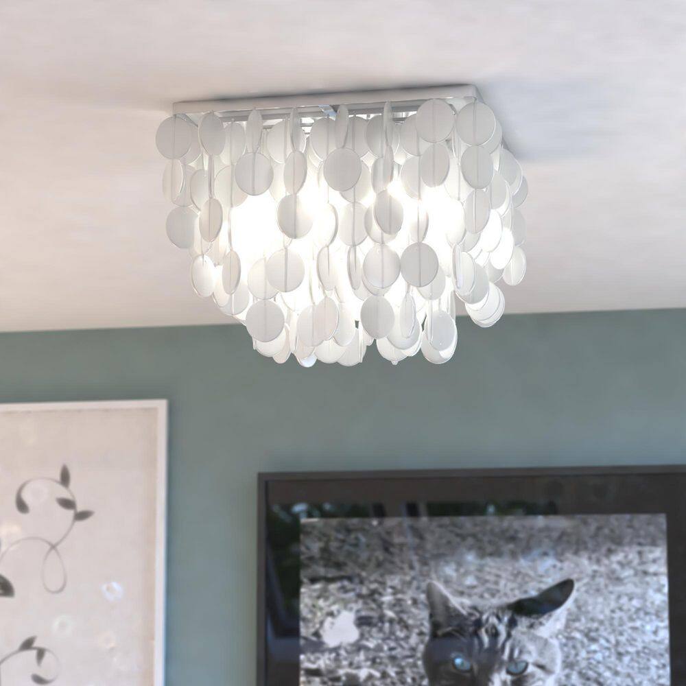Elsa 16" Satin Nickel and Glass Flush Mount Ceiling Light