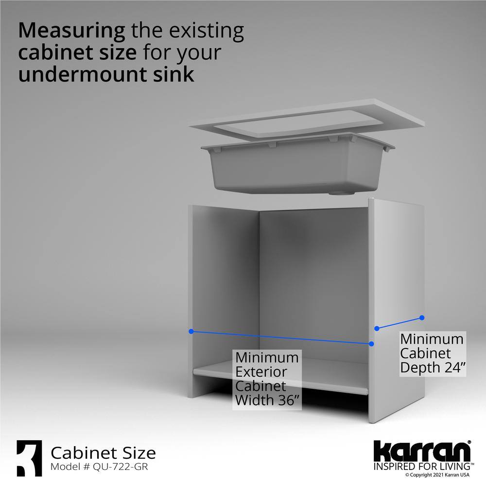 Gray Quartz Composite Single Bowl Undermount Kitchen Sink