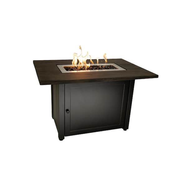 Endless Summer 40 in. x 28 in. Outdoor Rectangular Steel Frame LP Gas Brown Fire Pit with Electronic Ignition and Cover