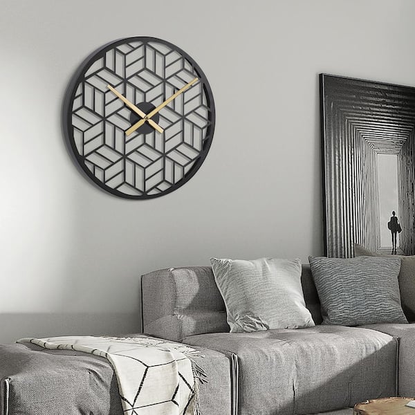 Decorative Black Modern Wall Clock U201018 The Home Depot