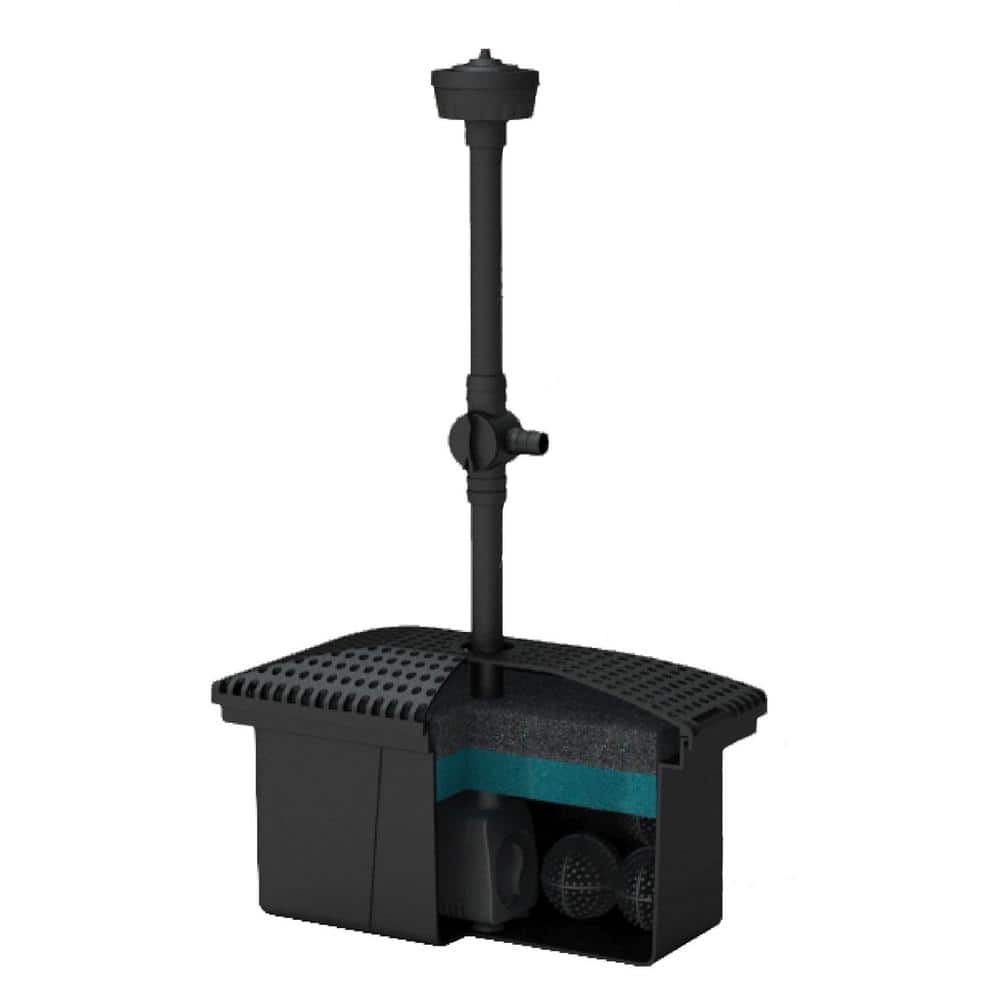 Black Medium Pond Filter Kit with Pump for 500 Gallons