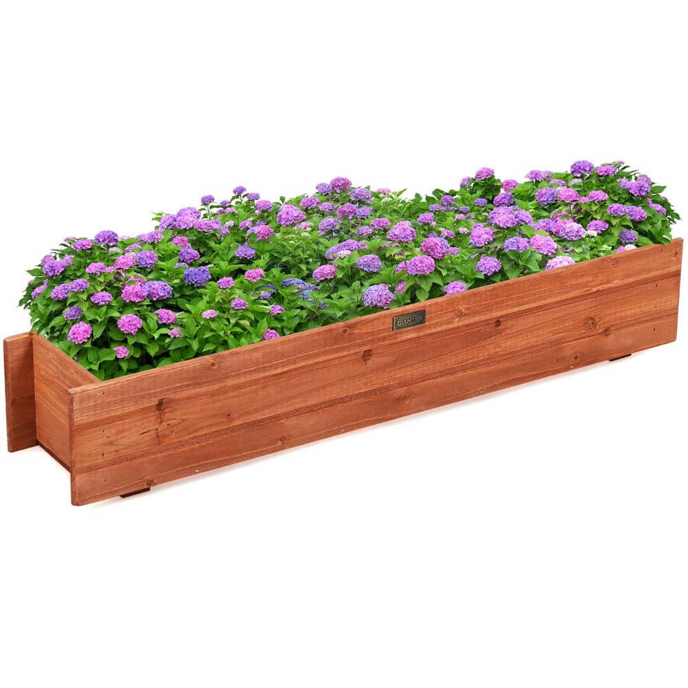 36 Inch Brown Wooden Rectangular Flower Planter Box