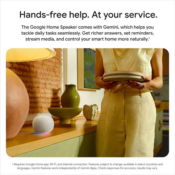 Google Home Speaker - Smart Speaker with 360° Sound and Gemini