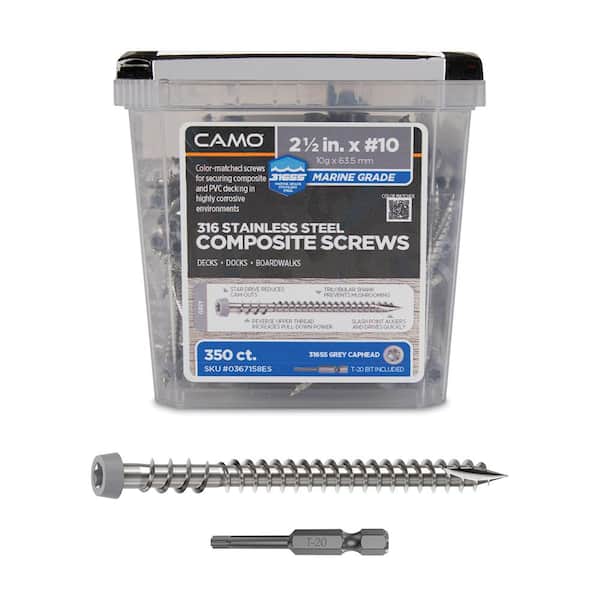 #10 2-1/2 in. 316 Stainless Steel Star Drive Gray Composite Deck Screws (350-Count)
