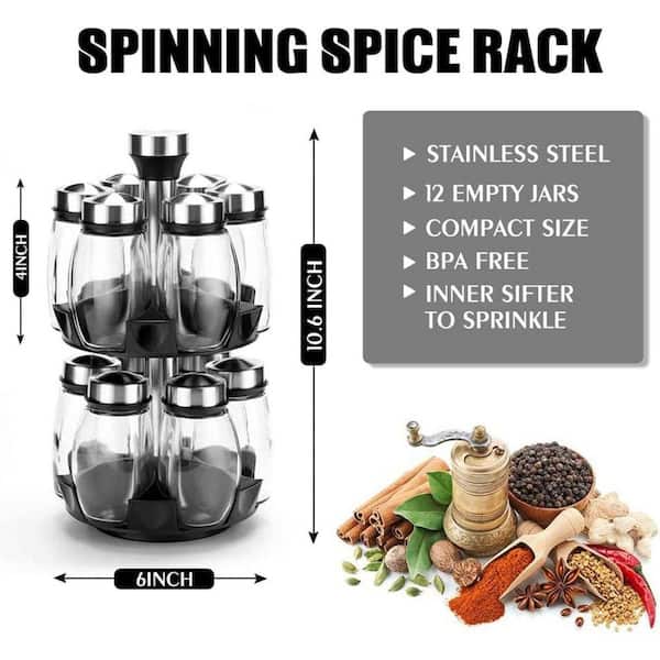 Lynzavix 1-Shelf Stainless Steel Countertop Rotating Spice Rack
