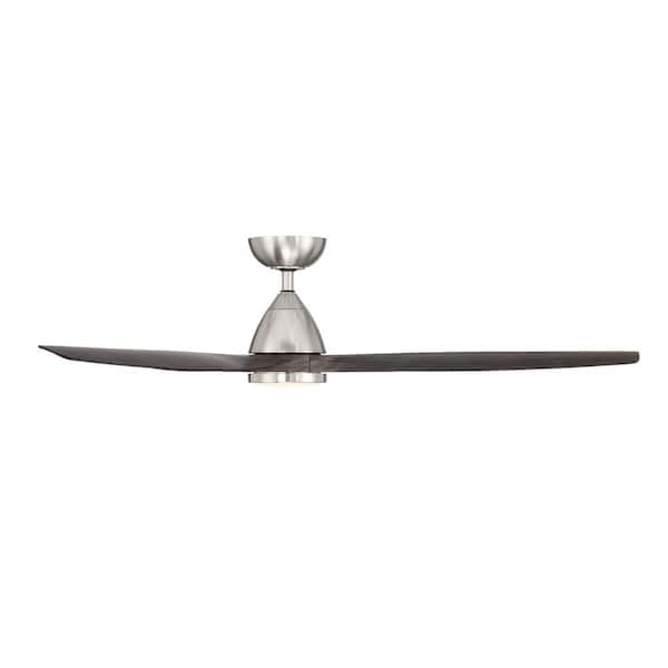 Skylark 62 in. 3-Blade Smart Indoor/Outdoor Ceiling Fan in Brushed Nickel Ebony 3000K Integrated LED and Remote Control