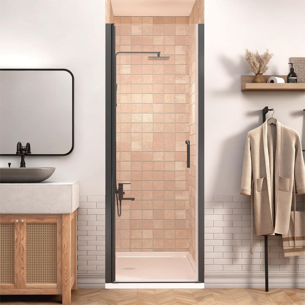 32 to 33 - 1/4 in. W x 72 in. H Pivot Swing Frameless Shower Door in Black with Clear Glass price history on PriceWatchPro