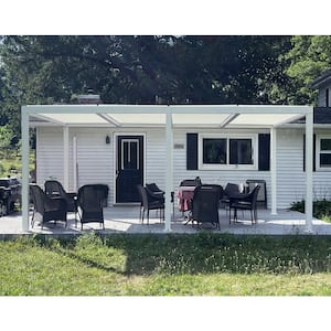 12 ft. x 20 ft. White Aluminum Frame Outdoor Patio Louvered Pergola Gazebo with Adjustable Sunshade Rainproof Roof