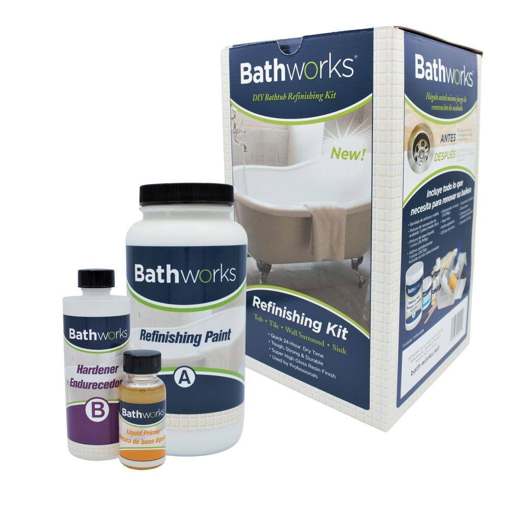 BATHWORKS 20 oz. DIY Bathtub and Tile Refinishing Kit White BWK01