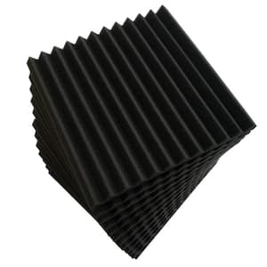 1 in. x 12 in. x 12 in. Square Self-Adhesive Sound Absorbing Acoustic Foam Panels in Black (12-Pack)