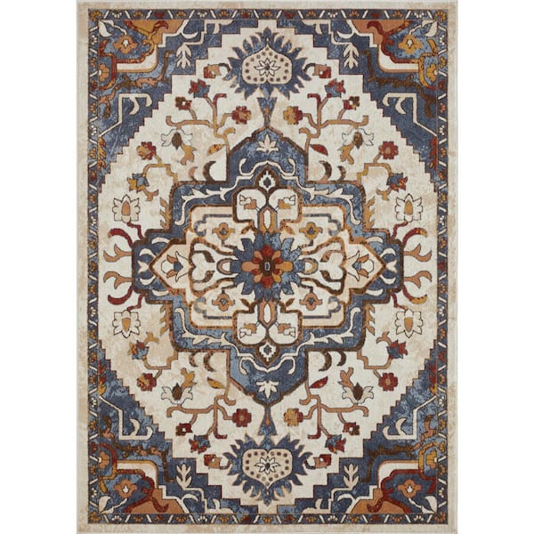 Alsbrooke Zailorn Cream 9 ft. 10 in. x 12 ft. 10 in. Oriental Polypropylene Area Rug