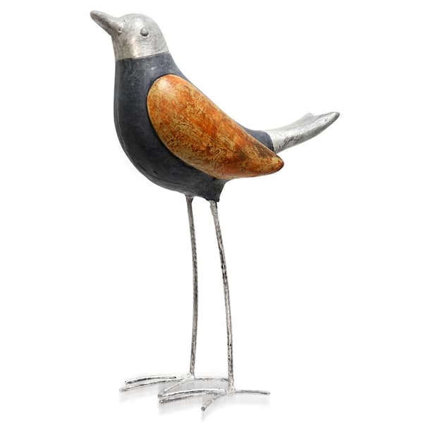 PRIVATE BRAND UNBRANDED Stillwood Lane Distressed Silver, Brown, and Black Metal Bird Garden Statue