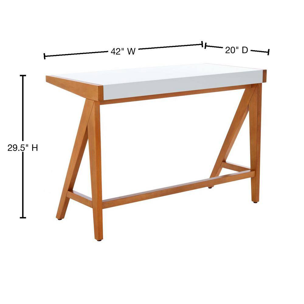 Ripley 46'' Oak and White Industrial Farmhouse Writing Desk