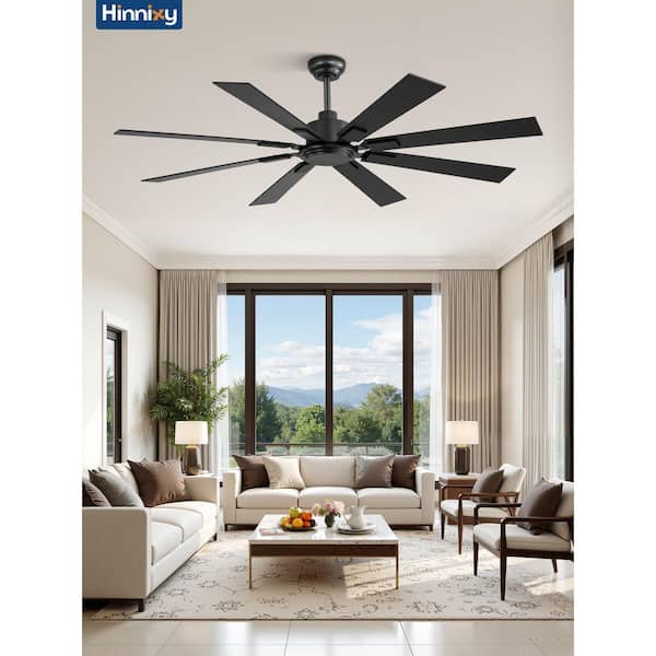 HINNIXY 62 in. Modern Indoor Black 6-Speed Downrod Mount Ceiling