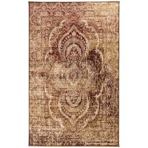 Salford Maroon 8 ft. x 10 ft. Rectangle Floral Medallion Abstract Polypropylene Area Rug