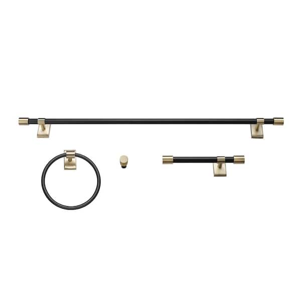 Globe Electric Birmingham 4-Piece Bath Hardware Set with Towel Holder, Robe Hook, Toilet Paper Holder, Hand Towel Holder in Matte Black