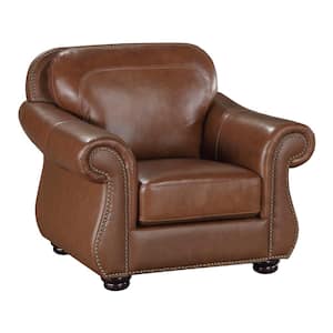 Beven Camel Brown Leather Arm Chair