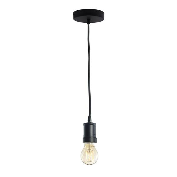 Bulbrite 1-Light Black Contemporary Pendant Socket and Canopy with LED 5W A19 Filament Nostalgic Light Bulb