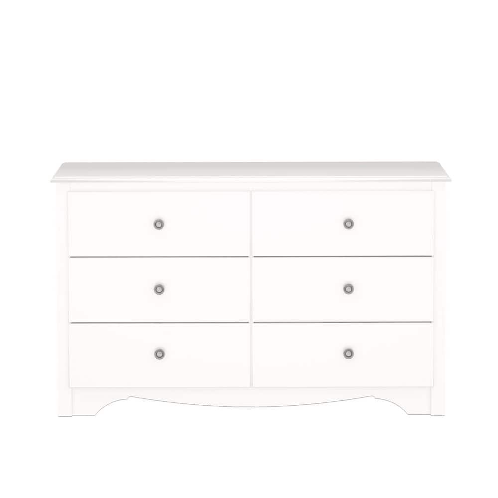Compact Monterey 6-Drawer Nursery Dresser in White with Deep Storage