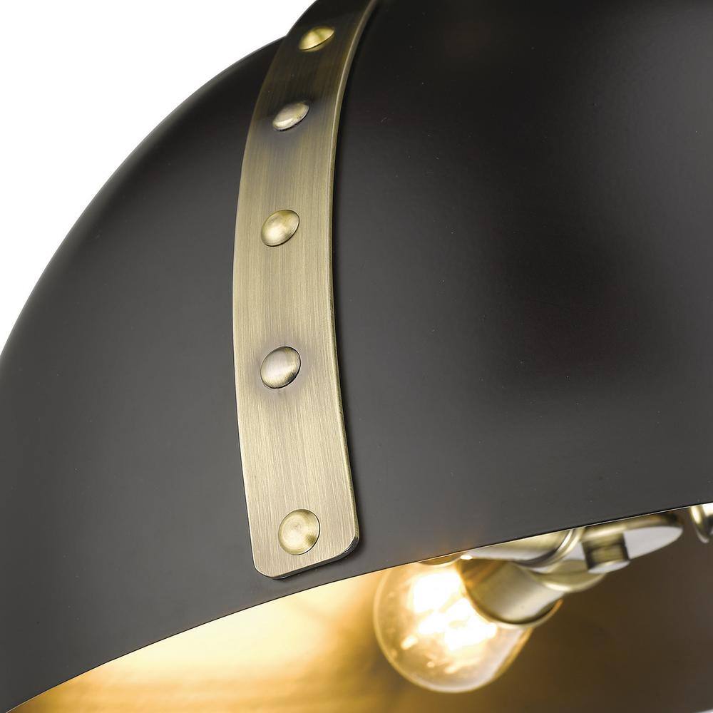 Aldrich Transitional 3-Light Pendant in Aged Brass and Matte Black