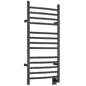 Svelte Rounded 13-Bar Hardwired Electric Towel Warmer and Drying Rack in Matte Black