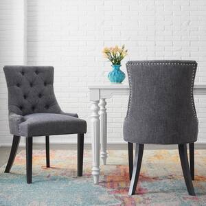 Bakerford Ebony Wood Upholstered Dining Chair with Charcoal Seat (Set of 2) (21.85 in. W x 36.22 in. H)