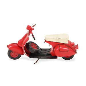 Metal Red and Black Hand Painted 1959 Red Scooter Model Sculpture