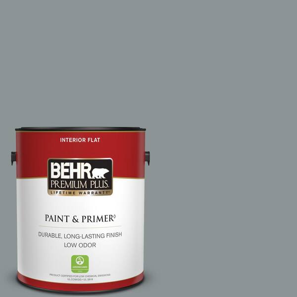 BEHR PREMIUM PLUS 1 gal. Home Decorators Collection #HDC-NT-27 Millennium Silver Flat Low Odor Interior Paint & Primer