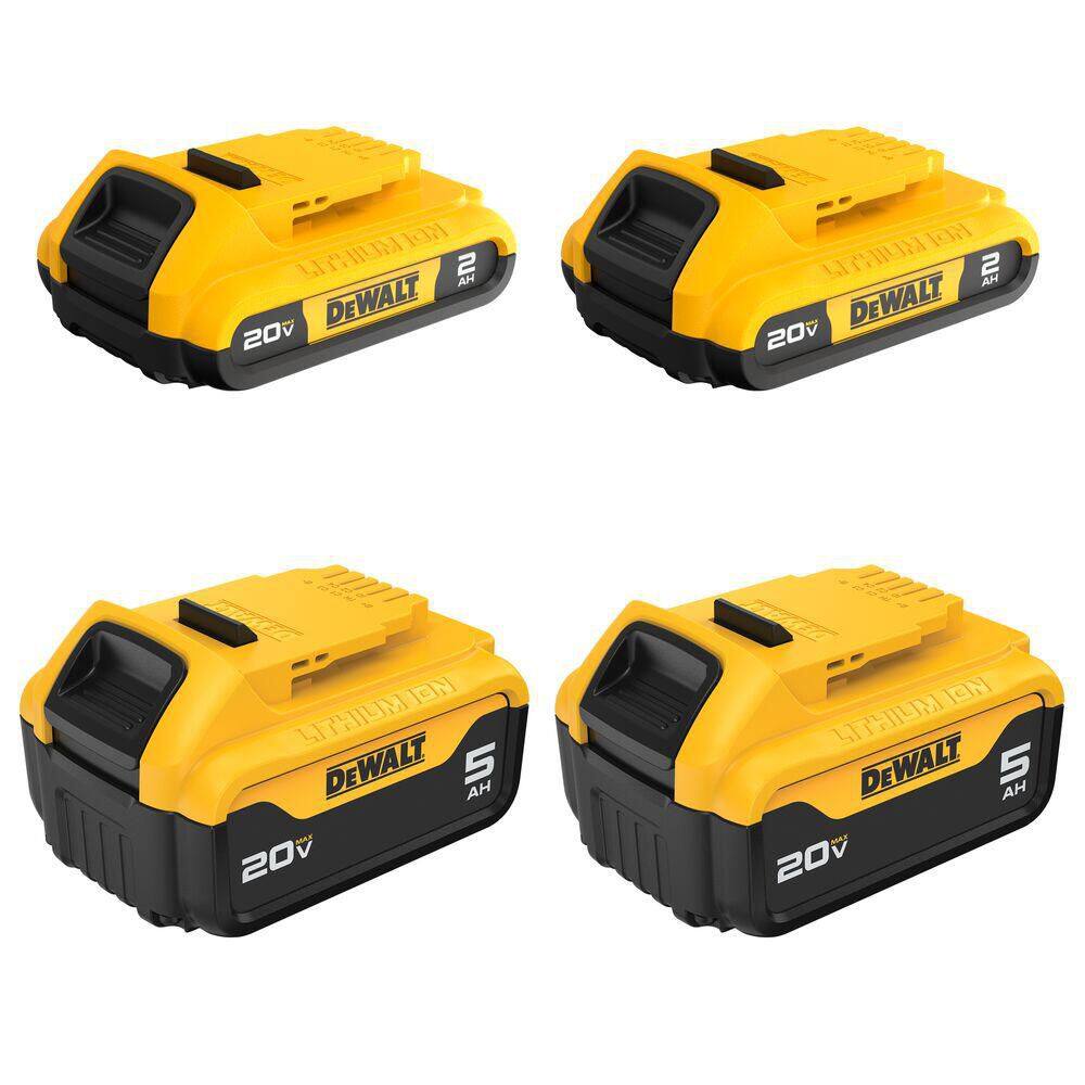 20V MAX Lithium-Ion Battery Pack 4-Pack with (2) 2.0 Ah Batteries and (2) 5.0 Ah Batteries price history on PriceWatchPro