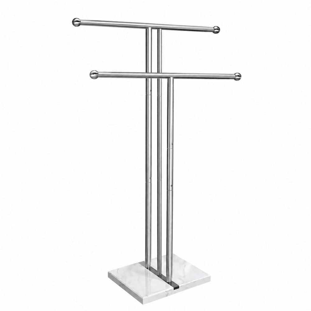 2-Tier 40 Inch Towel Rack Stand in Silver, Adjustable Freestanding Bath Accessory for Bathrooms price history on PriceWatchPro