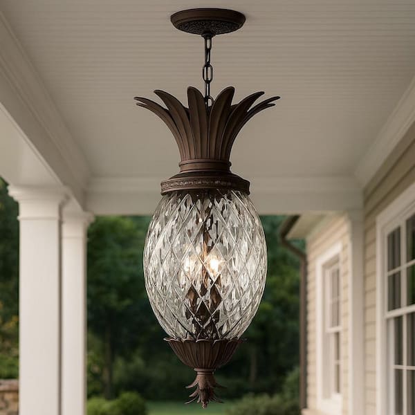 HINKLEY Plantation 4-Light Copper and Bronze Outdoor Pendant Light
