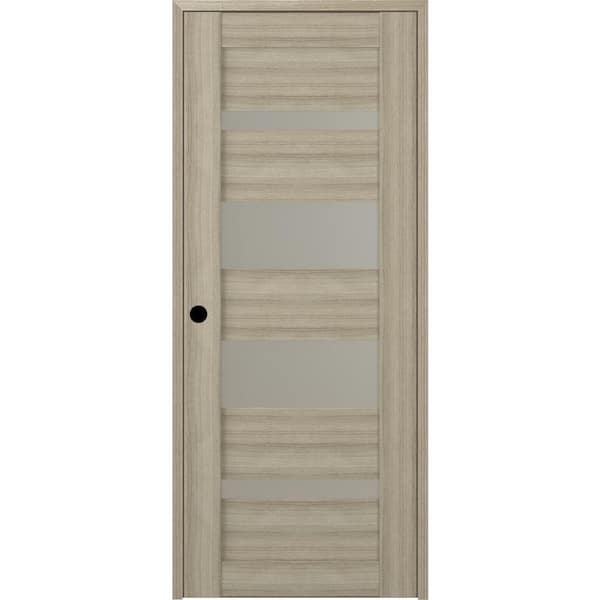 Belldinni 28 in. x 80 in. Mirella Right-Hand 4-Lite Frosted Glass Shambor Wood Composite Single Prehung Interior Door