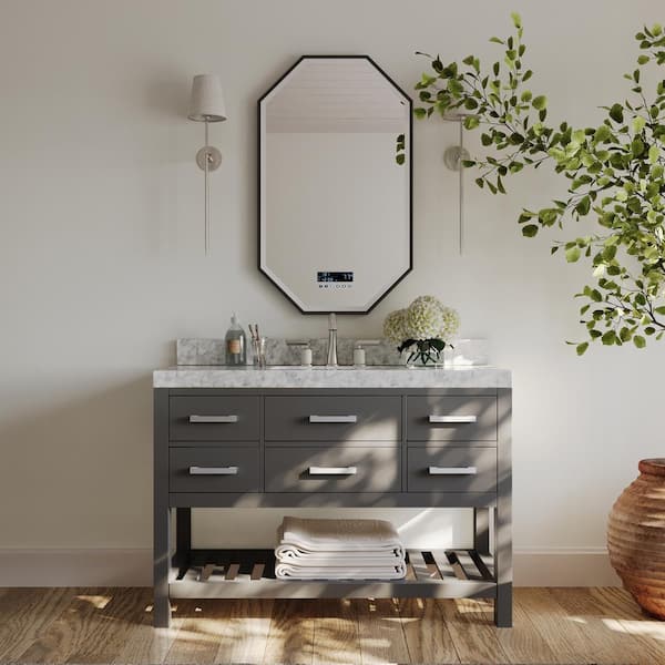 Ancerre Designs Elizabeth 48 in. W x 22 in. D Vanity in Sapphire Gray with Marble Vanity Top in Carrera White with White Basin