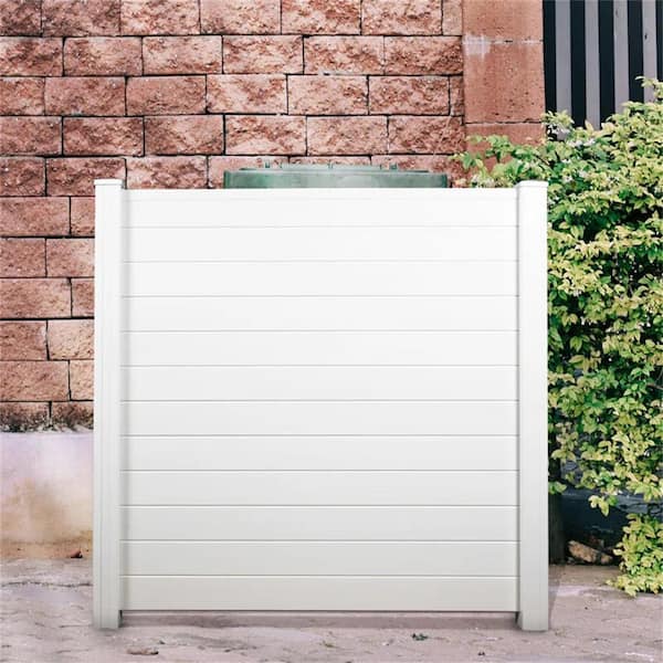 Unbranded 4 ft. x 4 ft. White PVC Garden Fence Panel Outdoor Privacy Screen Trash Enclosure and Air Conditioner