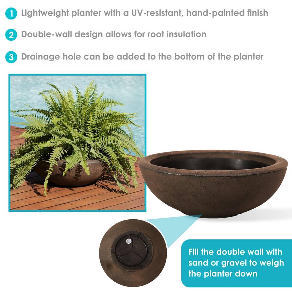Percival 21" Sable Brown Polyresin Indoor/Outdoor Planter