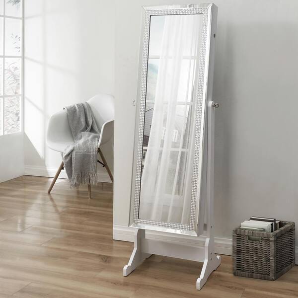 Inspired Home Shimmer Pristine White Crystal Border Cheval Mirror Jewelry Armoire 57 5 In X 18 1 14 With Led Lights Jf36 07we Hd The Depot Cheval Mirror Jewelry Armoire 57 5, Jewelry Armoire Floor Mirror