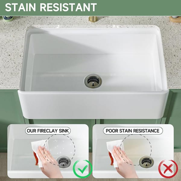 Kuomih 33 in. Workstation Farmhouse Sink Single Bowl White