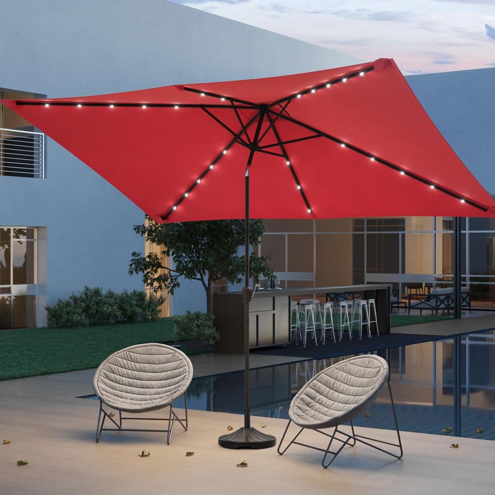 SANLUCE 10 ft. x 6.5 ft. LED Rectangular Patio Umbrella with UV