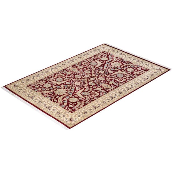 Mogul Traditional Red 4 ft. 2 in. x 6 ft. 4 in. Oriental Area Rug