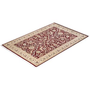 Mogul One-of-a-Kind Traditional Red 4 ft. 2 in. x 6 ft. 4 in. Oriental Area Rug