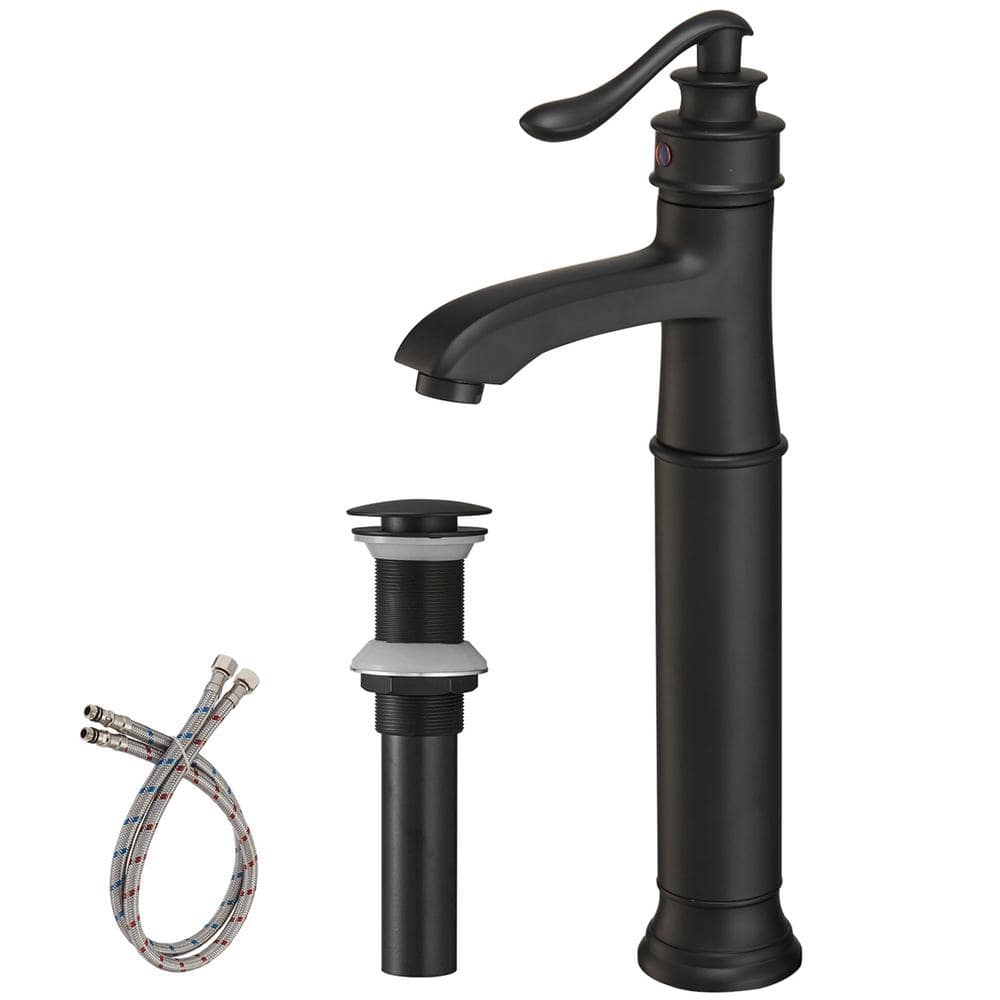 Single Handle Bathroom Vessel Sink Faucet with Drain Assembly Brass 1 Hole 