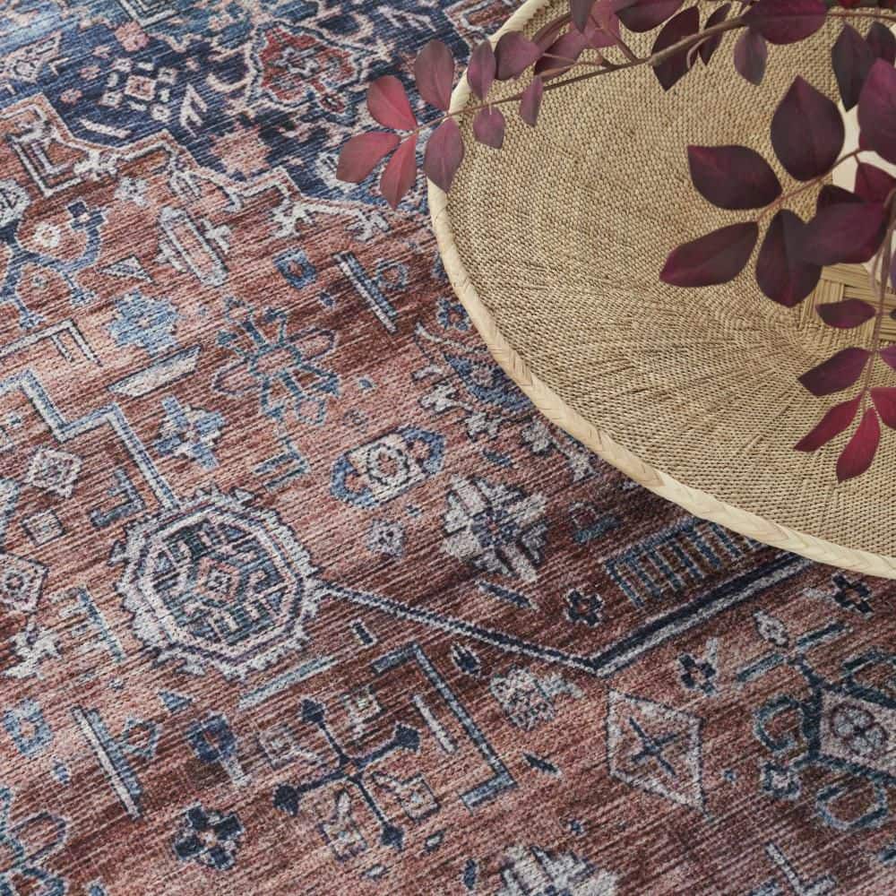 Vintage Charm 5' x 7' Blue and Multi Persian Washable Rug