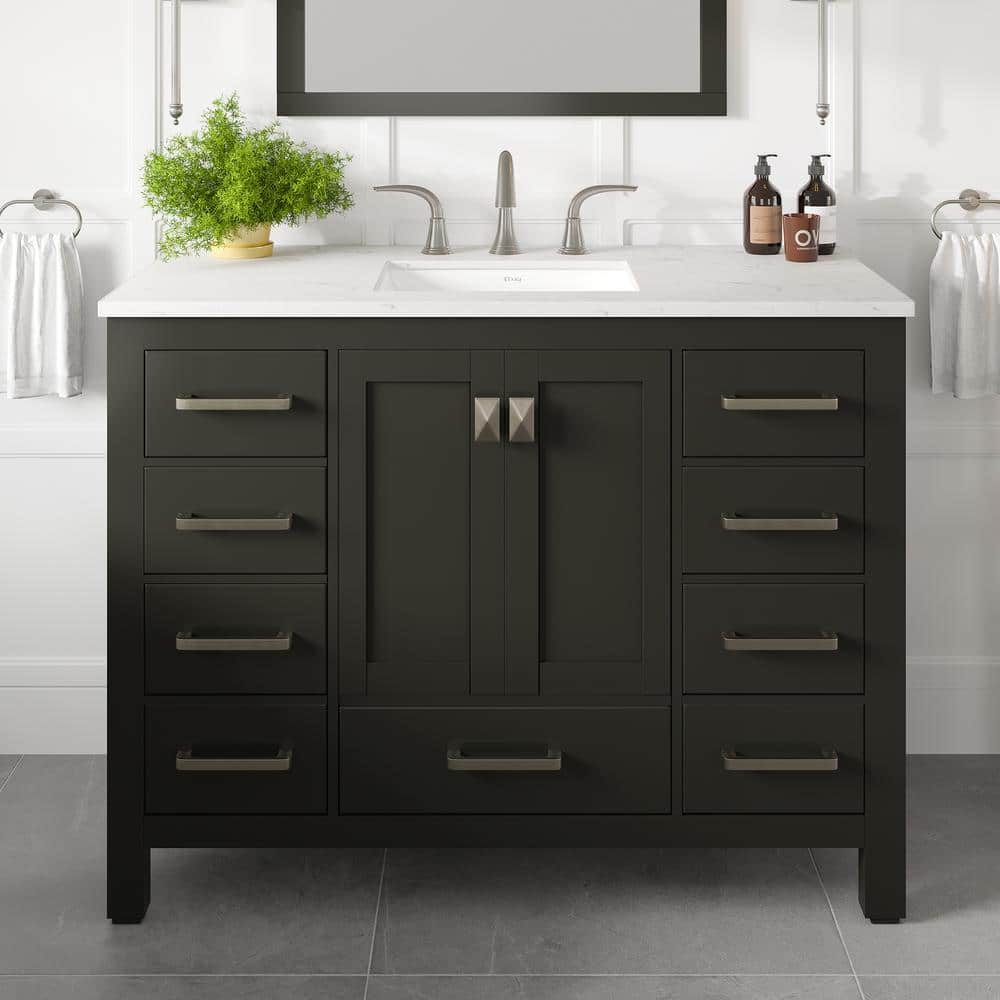 Espresso 42'' Transitional Single Vanity with Carrara Marble Top