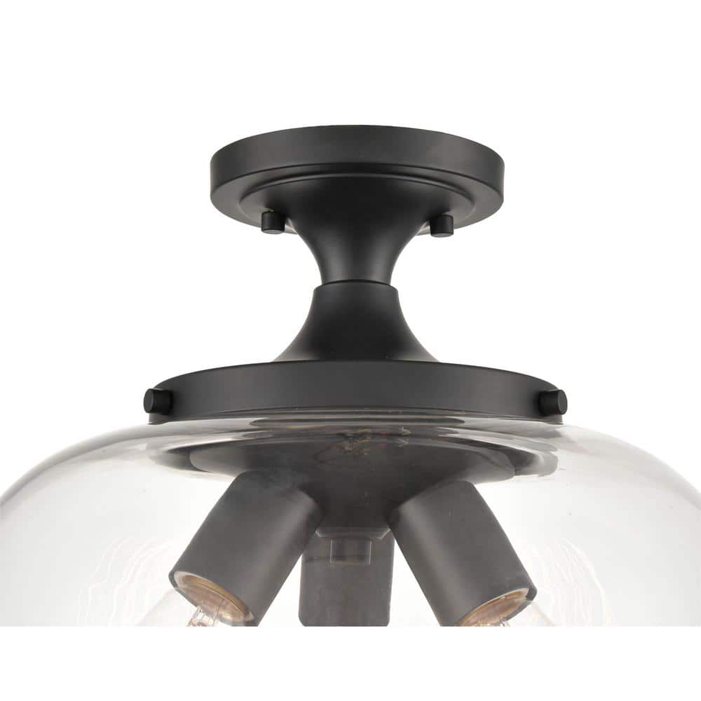 Ashford Matte Black Nickel Globe 13" Semi-Flush Ceiling Light