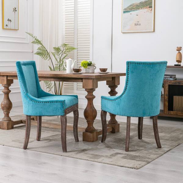 retro blue dining chairs