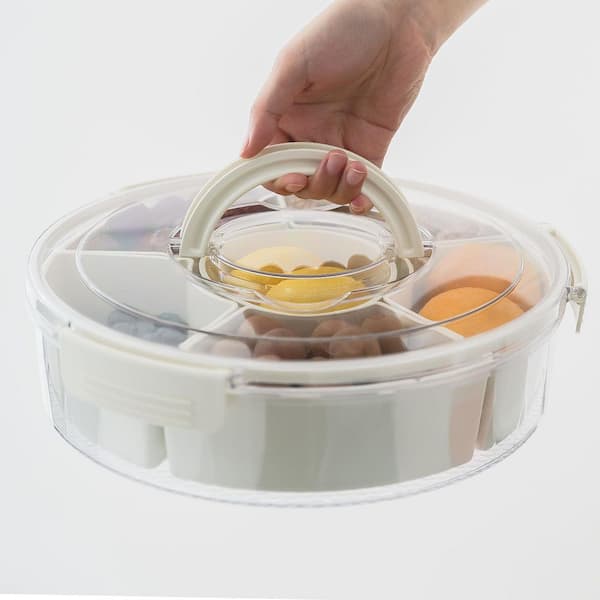 Esepony 11.6 in. 6-Compartment Divided Serving Tray with Lid and