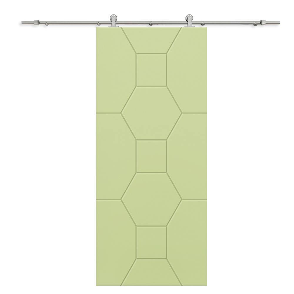 30 in. x 96 in. Sage Green Painted Composite MDF Paneled Interior Sliding Barn Door with Hardware Kit price history on PriceWatchPro