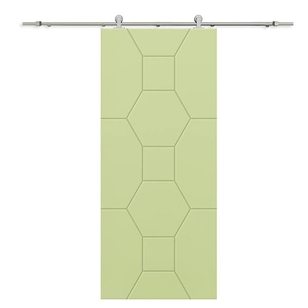 CALHOME 24 in. x 84 in. Sage Green Painted Composite MDF Paneled Interior Sliding Barn Door with Hardware Kit