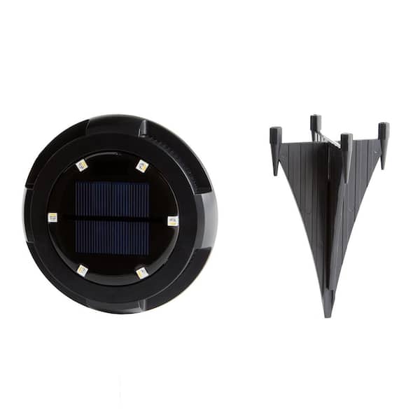 Hampton Bay Solar Black LED Disc Path Light Color Changing (4Pack) SDILD1000124PK The Home Depot