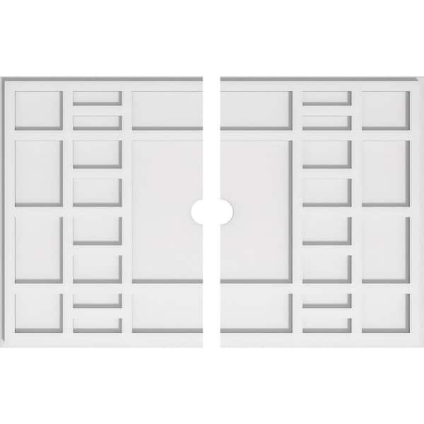 Ekena Millwork 32 in. W x 21-3/8 in. H x 2 in. ID x 1 in. P Beaux Architectural Grade PVC Contemporary Ceiling Medallion (2-Piece)